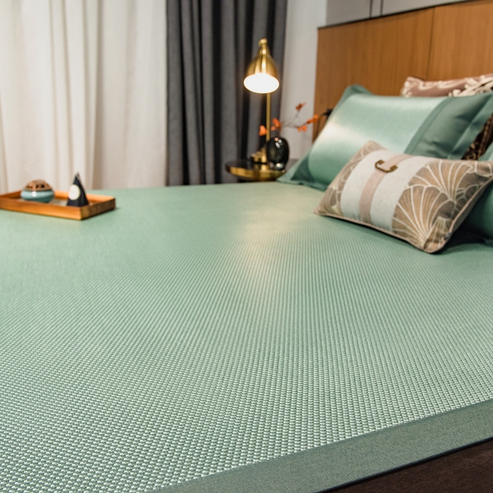 91家纺网 家纺一手货源 找家纺 全季家居 2025新款A类抗菌防螨艾草驱蚊冰藤席凉席席子 艾草-碧绿