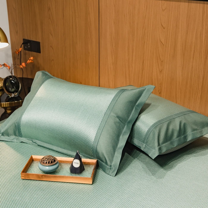 91家纺网 家纺一手货源 找家纺 全季家居 2025新款A类抗菌防螨艾草驱蚊冰藤席凉席席子 艾草-碧绿