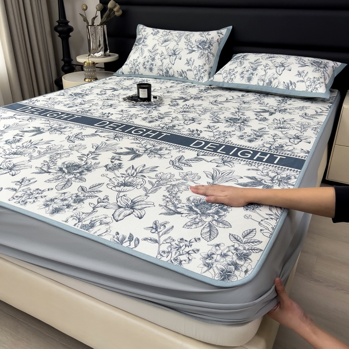 91家纺网 家纺一手货源 找家纺 （总）全季家居 2025新款A类花卉系列数码印花冰藤席凉席席子