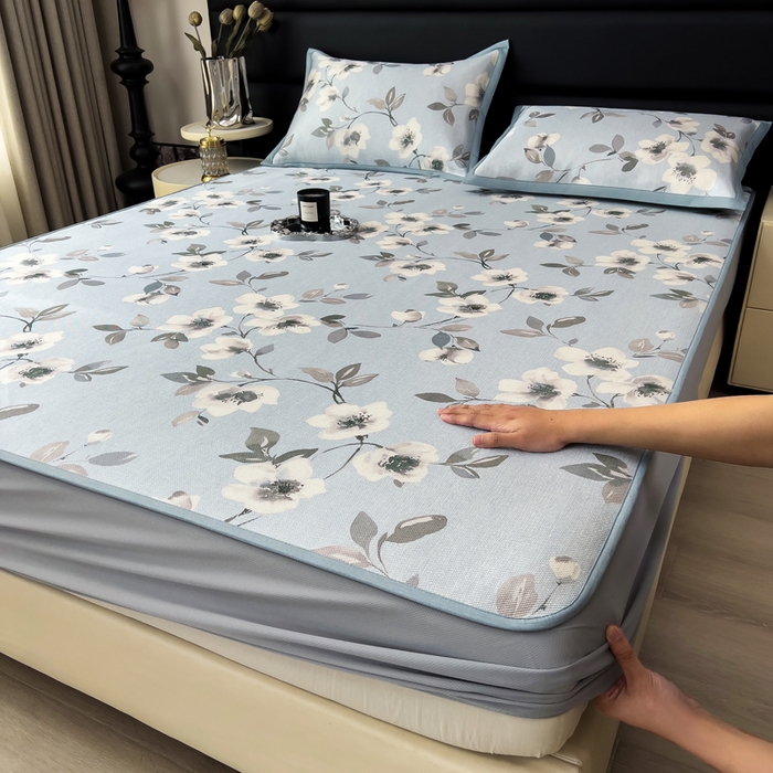 91家纺网 家纺一手货源 找家纺 （总）全季家居 2025新款A类花卉系列数码印花冰藤席凉席席子