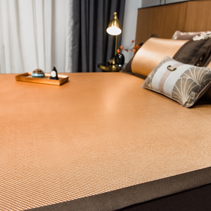 91家纺网 家纺一手货源 找家纺 全季家居 2025新款A类抗菌防螨艾草驱蚊冰藤席凉席席子 艾草-金色