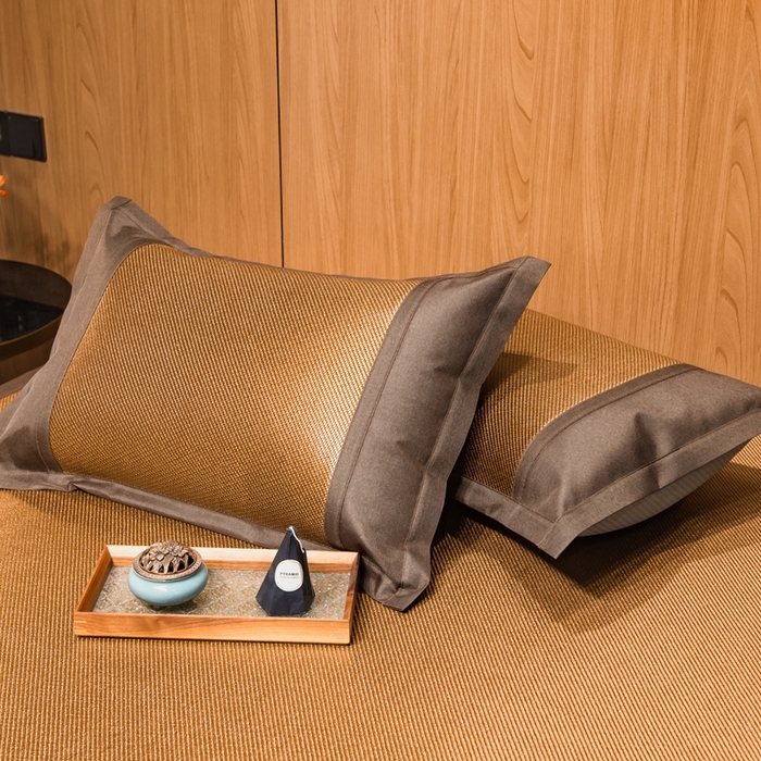 91家纺网 家纺一手货源 找家纺 全季家居 2025新款A类抗菌防螨艾草驱蚊冰藤席凉席席子 艾草-咖色