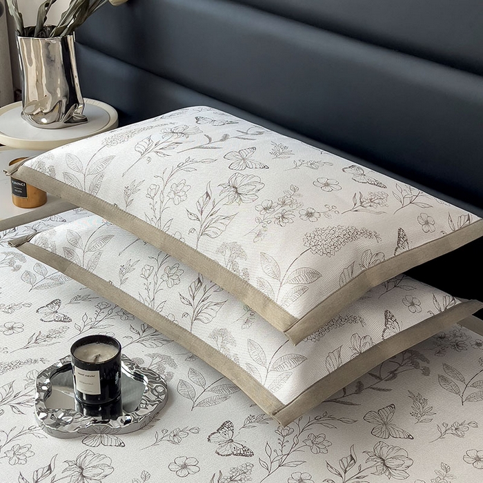 91家纺网 家纺一手货源 找家纺 全季家居 2025新款A类花卉系列数码印花冰藤席凉席席子 蝶舞秘境-浅咖 床席