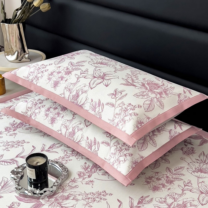 91家纺网 家纺一手货源 找家纺 全季家居 2025新款A类花卉系列数码印花冰藤席凉席席子 繁花物语-淡粉 床席