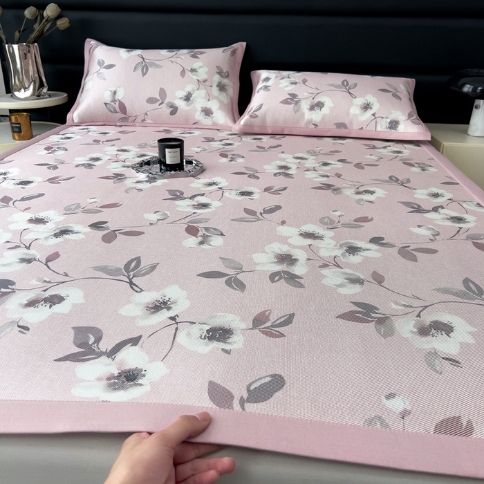 全季家居 2025新款A类花卉系列数码印花冰藤席凉席席子 花漫舞曲-淡粉 床席