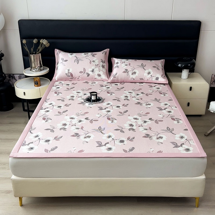 91家纺网 家纺一手货源 找家纺 全季家居 2025新款A类花卉系列数码印花冰藤席凉席席子 花漫舞曲-淡粉 床席