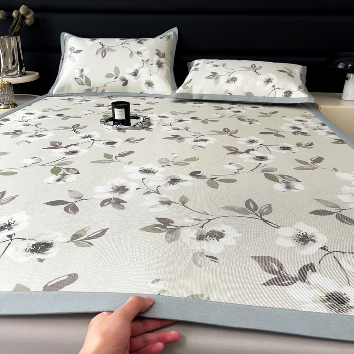 全季家居 2025新款A类花卉系列数码印花冰藤席凉席席子 花漫舞曲-水绿 床席