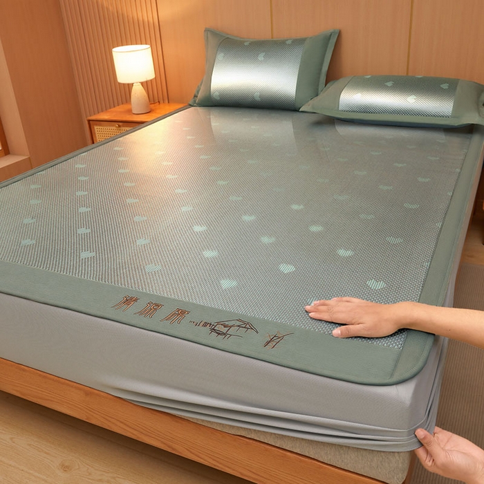 91家纺网 家纺一手货源 找家纺 （总）全季家居 2025新款A类抗菌防螨清凉提花冰藤席凉席席子