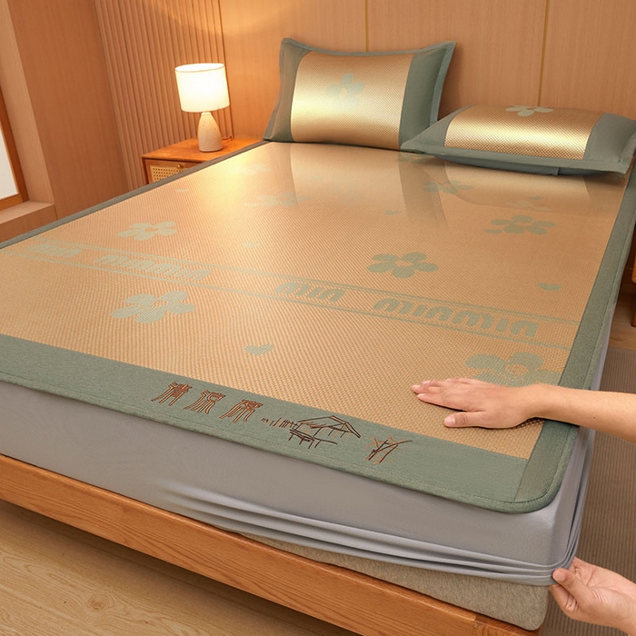 91家纺网 家纺一手货源 找家纺 （总）全季家居 2025新款A类抗菌防螨清凉提花冰藤席凉席席子