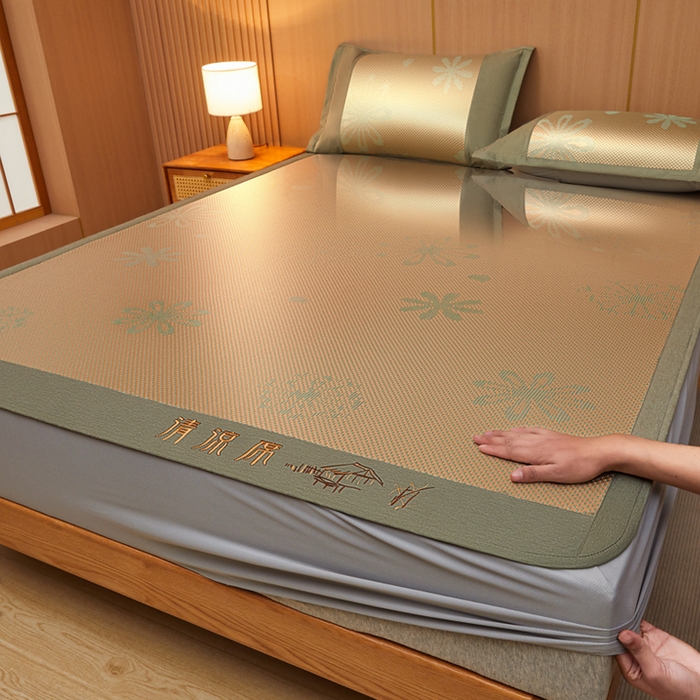 91家纺网 家纺一手货源 找家纺 （总）全季家居 2025新款A类抗菌防螨清凉提花冰藤席凉席席子