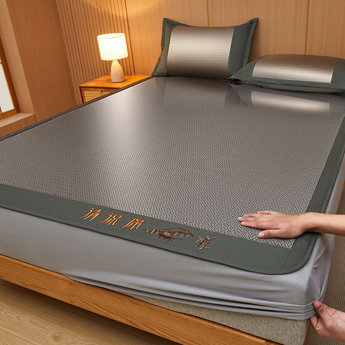 91家纺网 家纺一手货源 找家纺 （总）全季家居 2025新款A类抗菌防螨清凉提花冰藤席凉席席子