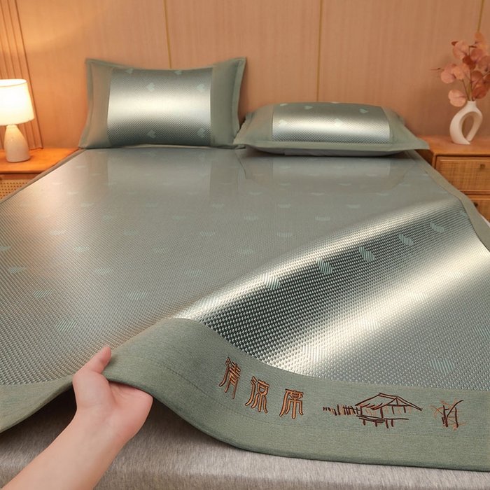 全季家居 2025新款A类抗菌防螨清凉提花冰藤席凉席席子 爱心-水绿 床席