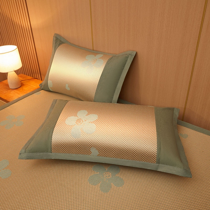 91家纺网 家纺一手货源 找家纺 全季家居 2025新款A类抗菌防螨清凉提花冰藤席凉席席子 花语-娇黄 床席