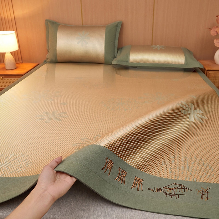 全季家居 2025新款A类抗菌防螨清凉提花冰藤席凉席席子 飘雪-娇黄 床席