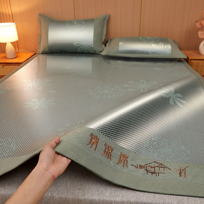 全季家居 2025新款A类抗菌防螨清凉提花冰藤席凉席席子 飘雪-水绿 床席