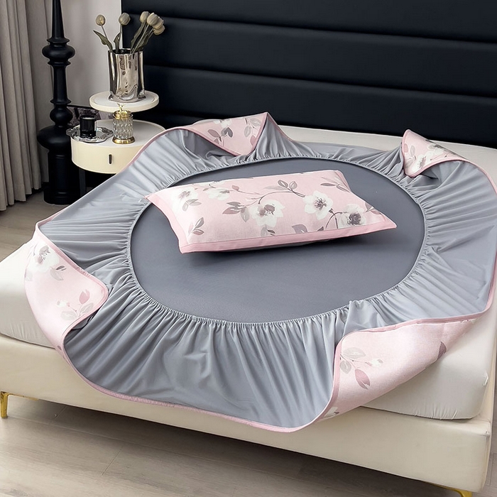 91家纺网 家纺一手货源 找家纺 全季家居 2025新款A类花卉系列数码印花冰藤席凉席席子 花漫舞曲-淡粉 床笠