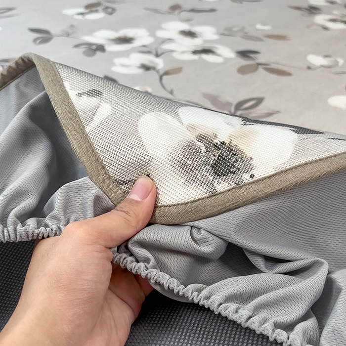 91家纺网 家纺一手货源 找家纺 全季家居 2025新款A类花卉系列数码印花冰藤席凉席席子 花漫舞曲-浅咖 床笠