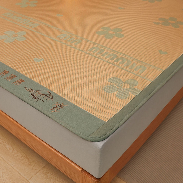 91家纺网 家纺一手货源 找家纺 全季家居 2025新款A类抗菌防螨清凉提花冰藤席凉席席子 花语-娇黄 床笠