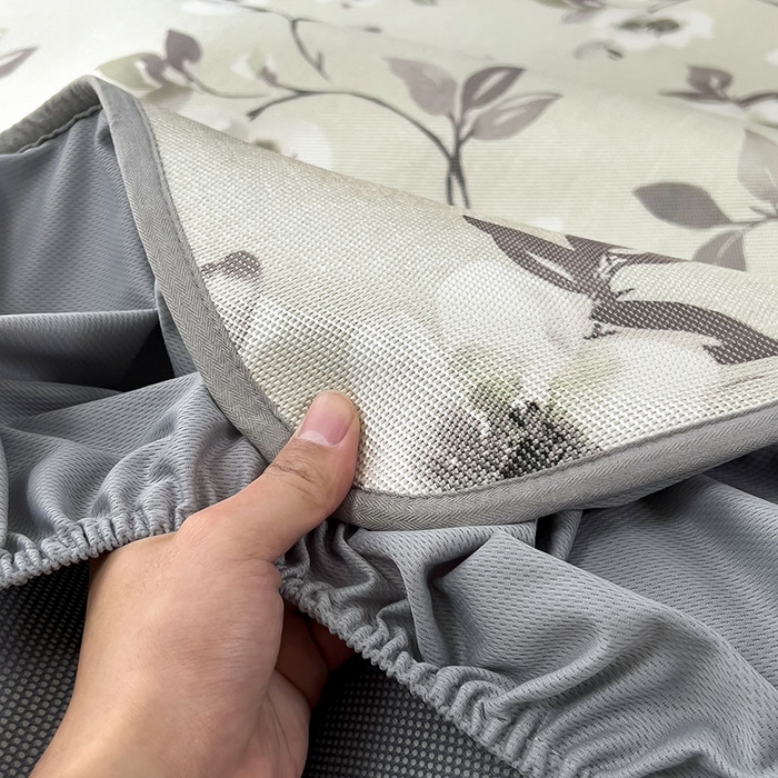 91家纺网 家纺一手货源 找家纺 全季家居 2025新款A类花卉系列数码印花冰藤席凉席席子 花漫舞曲-水绿 床笠