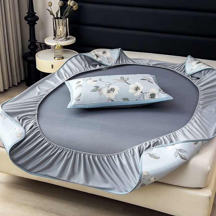 91家纺网 家纺一手货源 找家纺 全季家居 2025新款A类花卉系列数码印花冰藤席凉席席子 花漫舞曲-天蓝 床笠