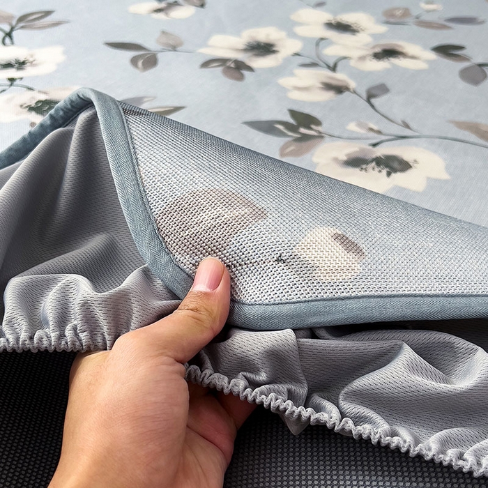 91家纺网 家纺一手货源 找家纺 全季家居 2025新款A类花卉系列数码印花冰藤席凉席席子 花漫舞曲-天蓝 床笠