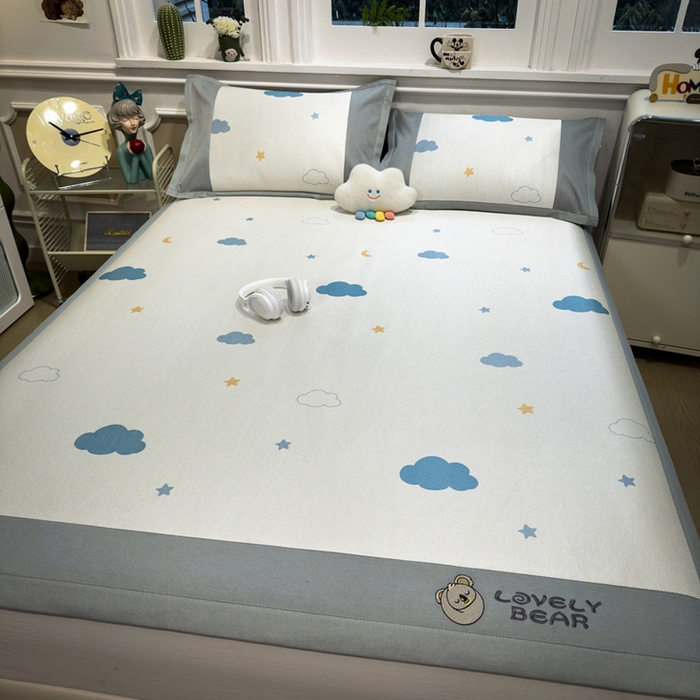 91家纺网 家纺一手货源 找家纺 （总）全季家居 2025新款A类抗菌防螨数码印花冰藤席凉席席子