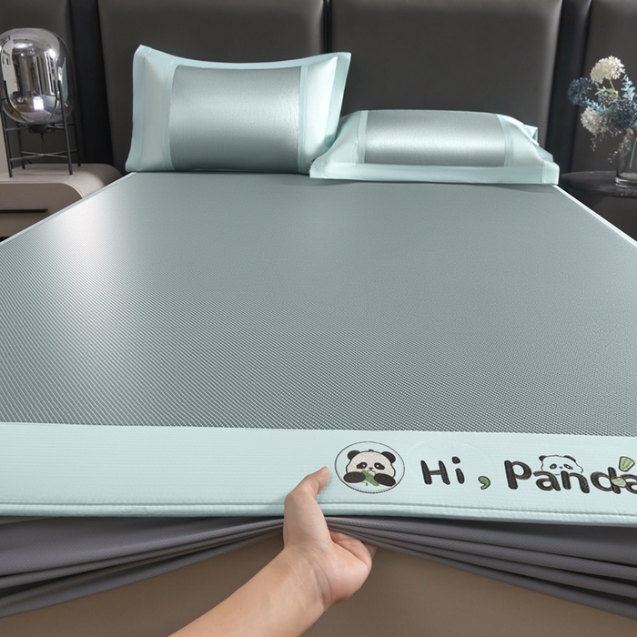 91家纺网 家纺一手货源 找家纺 （总）全季家居 2025新款A类抗菌防螨贪吃熊猫系列冰藤席凉席席子