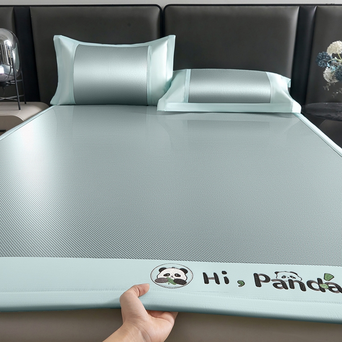 全季家居 2025新款A类抗菌防螨贪吃熊猫系列冰藤席凉席席子 水绿 床席