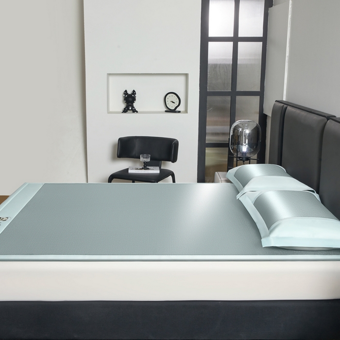 91家纺网 家纺一手货源 找家纺 全季家居 2025新款A类抗菌防螨贪吃熊猫系列冰藤席凉席席子 水绿 床席