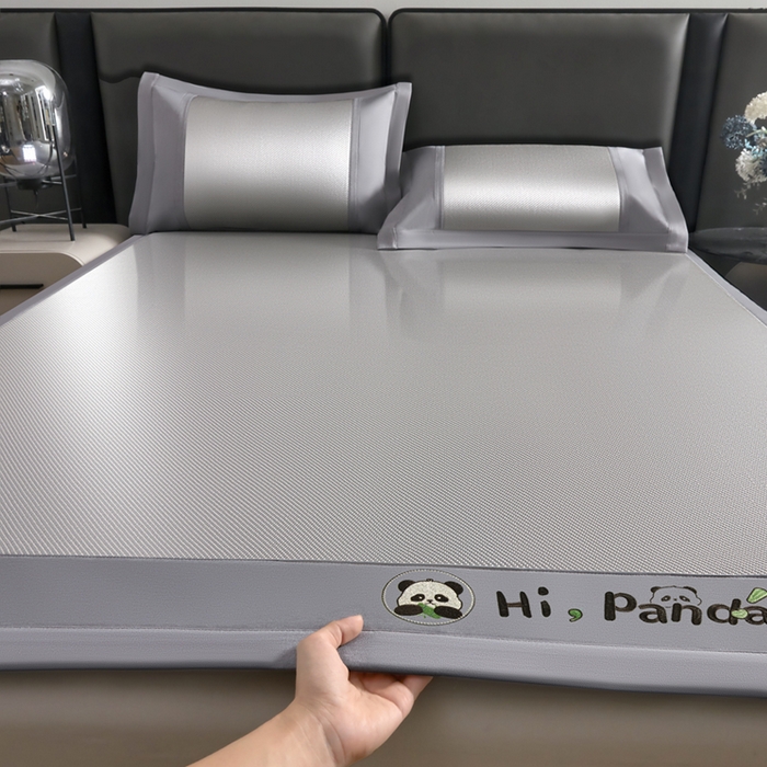 全季家居 2025新款A类抗菌防螨贪吃熊猫系列冰藤席凉席席子 银灰 床席