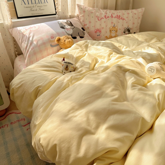 91家纺网 家纺一手货源 找家纺 丽涵家纺 2025新款全棉纯棉13372数码印花毛巾绣四件套 萌喵时光