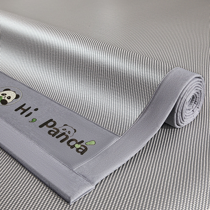 91家纺网 家纺一手货源 找家纺 全季家居 2025新款A类抗菌防螨贪吃熊猫系列冰藤席凉席席子 银灰 床席