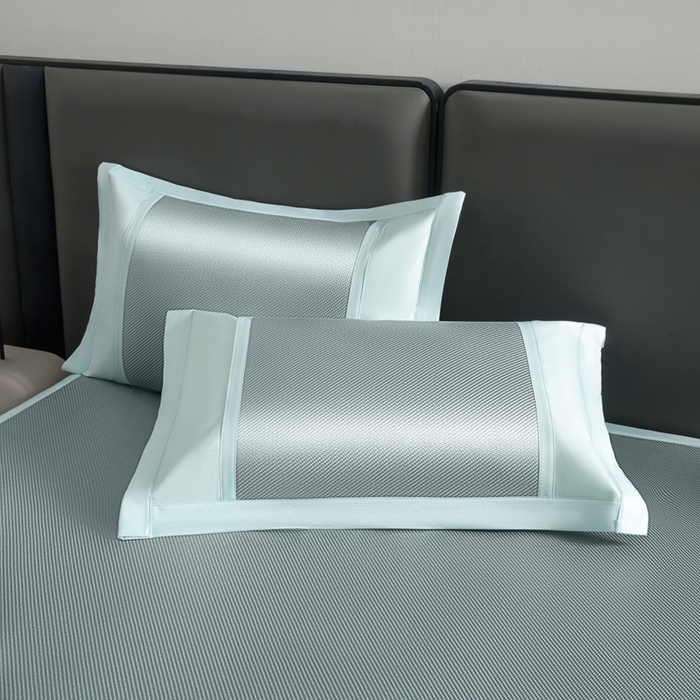 91家纺网 家纺一手货源 找家纺 全季家居 2025新款A类抗菌防螨贪吃熊猫系列冰藤席凉席席子 水绿 床笠