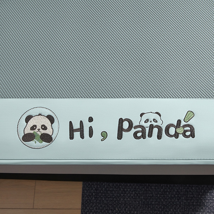 91家纺网 家纺一手货源 找家纺 全季家居 2025新款A类抗菌防螨贪吃熊猫系列冰藤席凉席席子 水绿 床笠