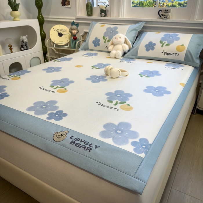 91家纺网 家纺一手货源 找家纺 全季家居 2025新款A类抗菌防螨数码印花冰藤席凉席席子 花朵 床席