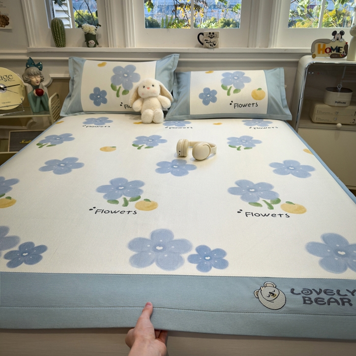 91家纺网 家纺一手货源 找家纺 全季家居 2025新款A类抗菌防螨数码印花冰藤席凉席席子 花朵 床席