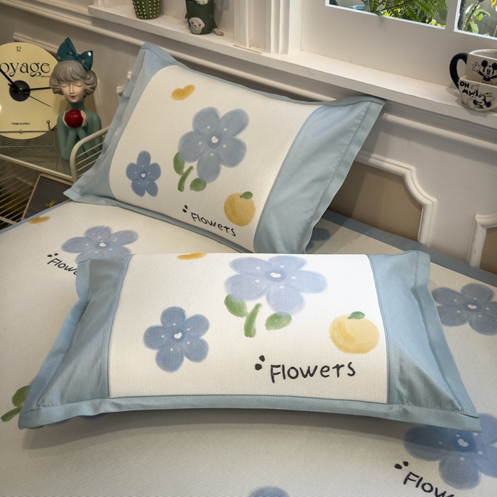 91家纺网 家纺一手货源 找家纺 全季家居 2025新款A类抗菌防螨数码印花冰藤席凉席席子 花朵 床席