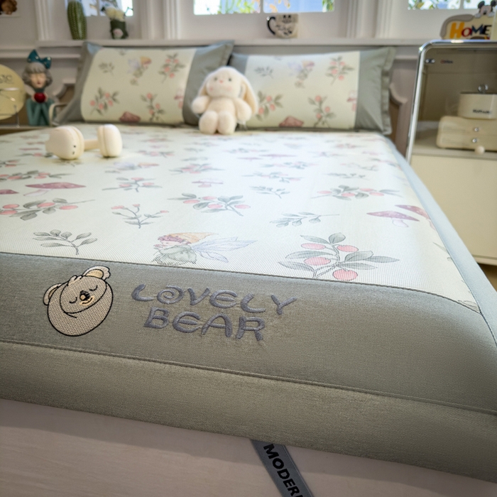 91家纺网 家纺一手货源 找家纺 全季家居 2025新款A类抗菌防螨数码印花冰藤席凉席席子 花仙子 床席