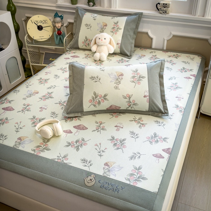 91家纺网 家纺一手货源 找家纺 全季家居 2025新款A类抗菌防螨数码印花冰藤席凉席席子 花仙子 床席