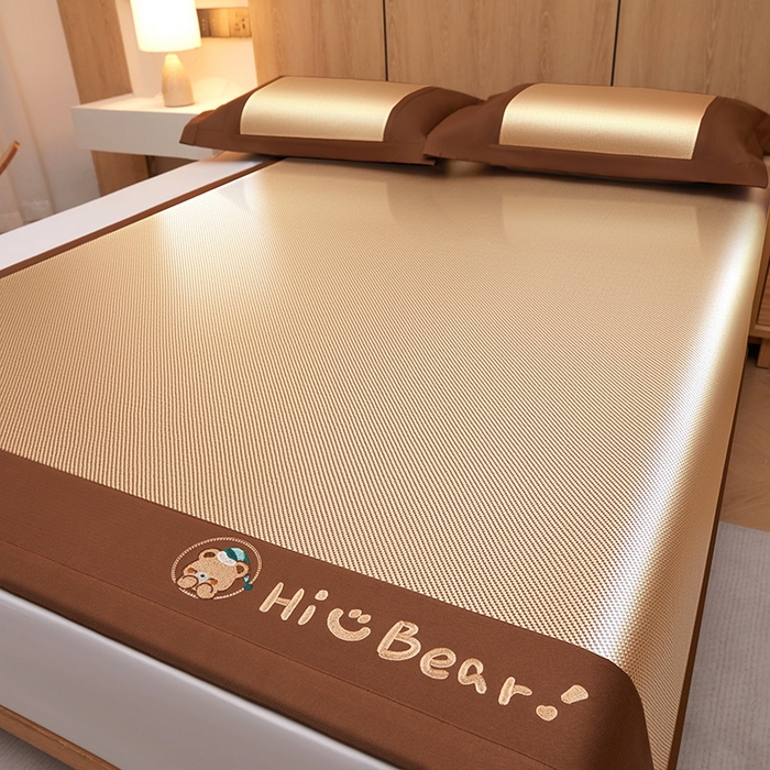 全季家居 2025新款A类抗菌防螨小熊系列冰藤席凉席席子 平纹熊-金咖 床席