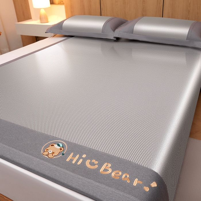 全季家居 2025新款A类抗菌防螨小熊系列冰藤席凉席席子 平纹熊-银灰 床席