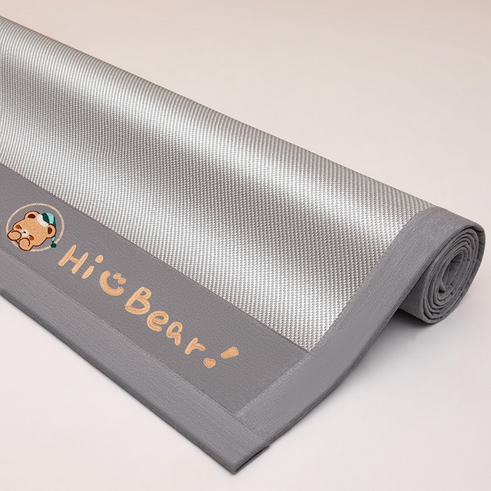 91家纺网 家纺一手货源 找家纺 全季家居 2025新款A类抗菌防螨小熊系列冰藤席凉席席子 平纹熊-银灰 床席