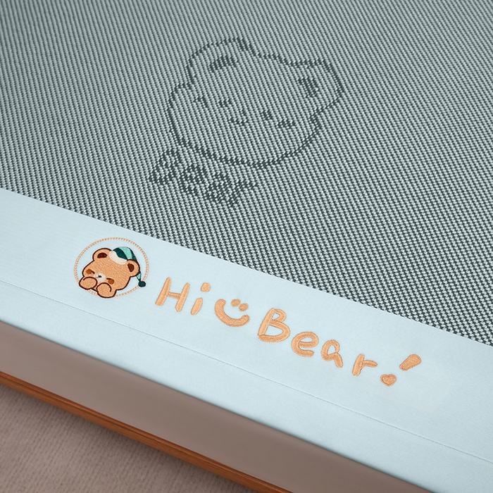 91家纺网 家纺一手货源 找家纺 全季家居 2025新款A类抗菌防螨小熊系列冰藤席凉席席子 提花熊-水绿 床席