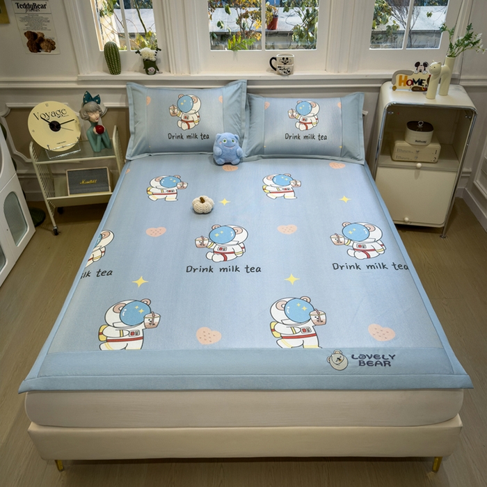 91家纺网 家纺一手货源 找家纺 全季家居 2025新款A类抗菌防螨数码印花冰藤席凉席席子 宇航员 床席