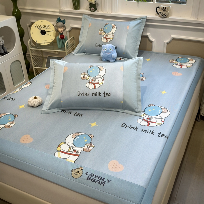 91家纺网 家纺一手货源 找家纺 全季家居 2025新款A类抗菌防螨数码印花冰藤席凉席席子 宇航员 床席