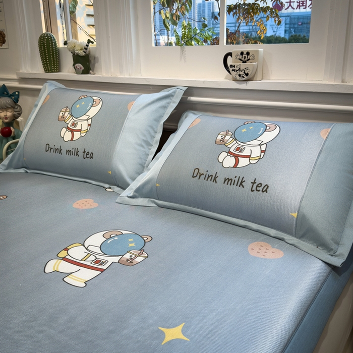 91家纺网 家纺一手货源 找家纺 全季家居 2025新款A类抗菌防螨数码印花冰藤席凉席席子 宇航员 床席