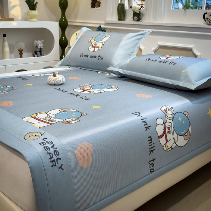 91家纺网 家纺一手货源 找家纺 全季家居 2025新款A类抗菌防螨数码印花冰藤席凉席席子 宇航员 床席