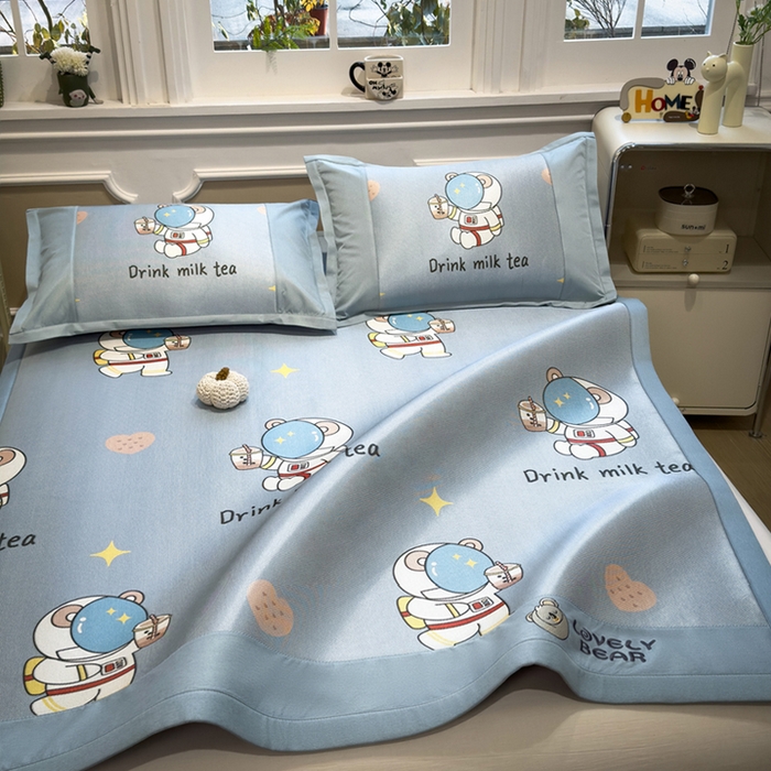 91家纺网 家纺一手货源 找家纺 全季家居 2025新款A类抗菌防螨数码印花冰藤席凉席席子 宇航员 床席