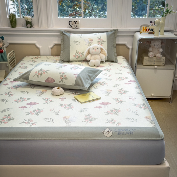 91家纺网 家纺一手货源 找家纺 全季家居 2025新款A类抗菌防螨数码印花冰藤席凉席席子 花仙子 床笠