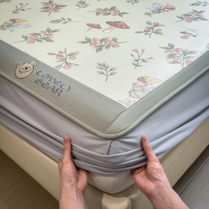 91家纺网 家纺一手货源 找家纺 全季家居 2025新款A类抗菌防螨数码印花冰藤席凉席席子 花仙子 床笠